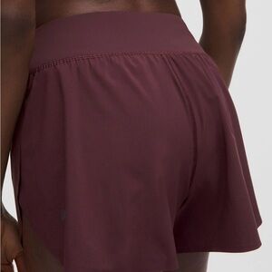 lululemon fast and free 3” shorts in goodnight plum color
